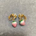 Enamel Strawberry Earrings | Sterling Silver Studs
