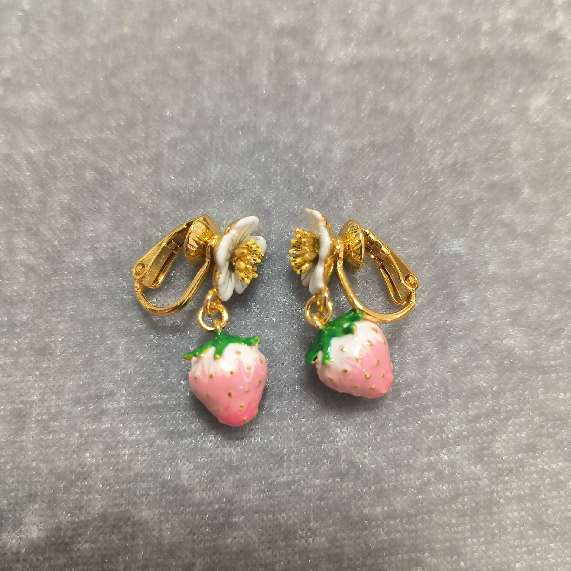 Enamel Strawberry Earrings | Sterling Silver Studs