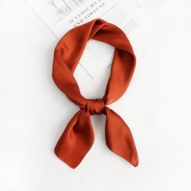 Women's Silk Satin Square Scarf, Decorative Silk Bandana, Solid Colour Hair Scarf