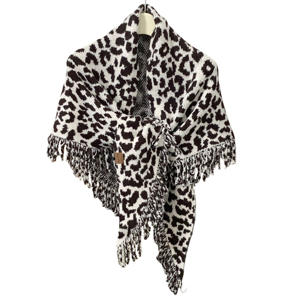 Women's Leopard Print Fringe Scarf