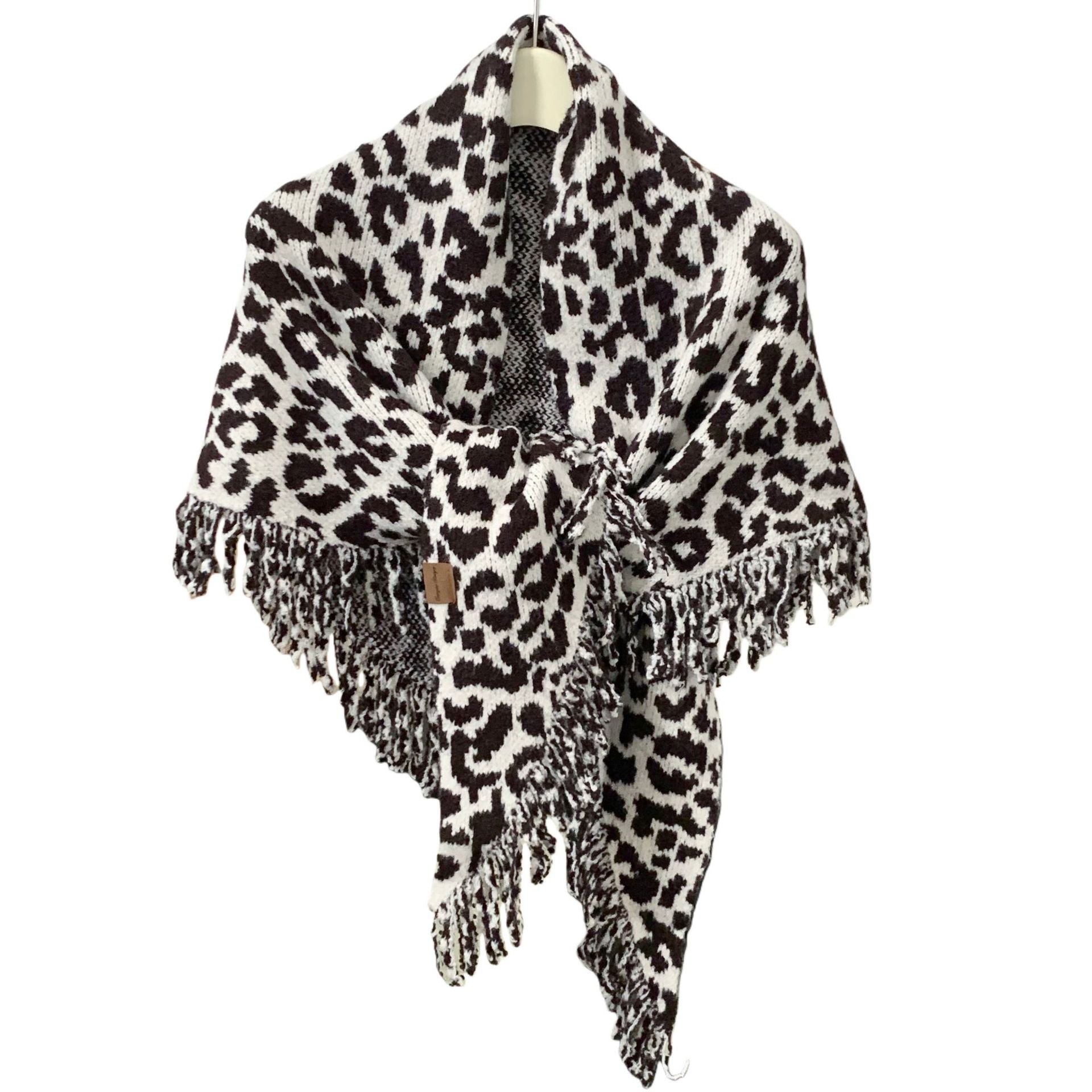 Women's Leopard Print Fringe Scarf