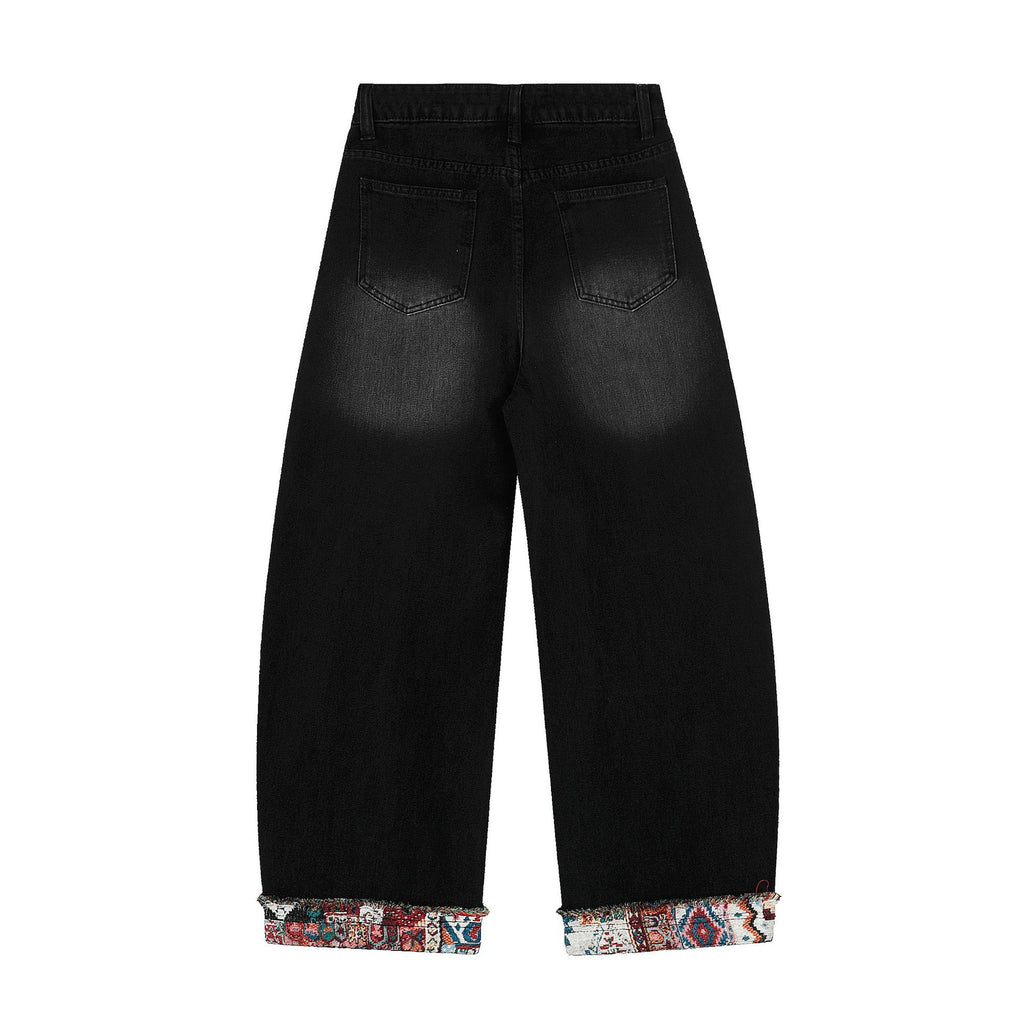 Women's Washed Wide-Leg Cropped Jeans