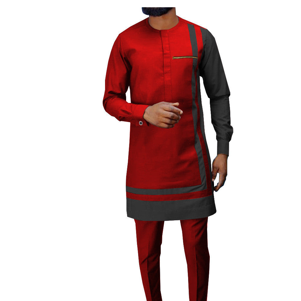 African Men’s Casual Suit Ethnic Print Modest Cotton Suit - Picture color3.12 / 2XL - Men’s Suit