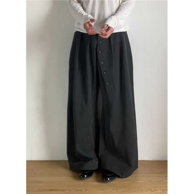 American Retro Ring Button Black Suit Pants - Pants