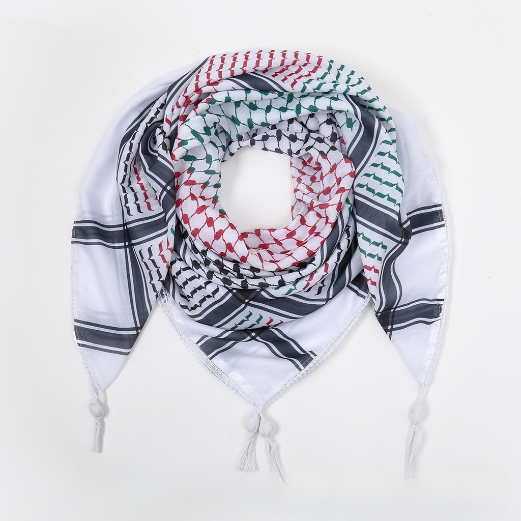 Fringed Keffiyeh Square Scarf