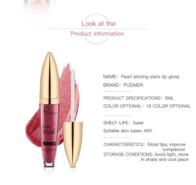 Pudaier Glitter Flip Matt Schimmer Lipgloss