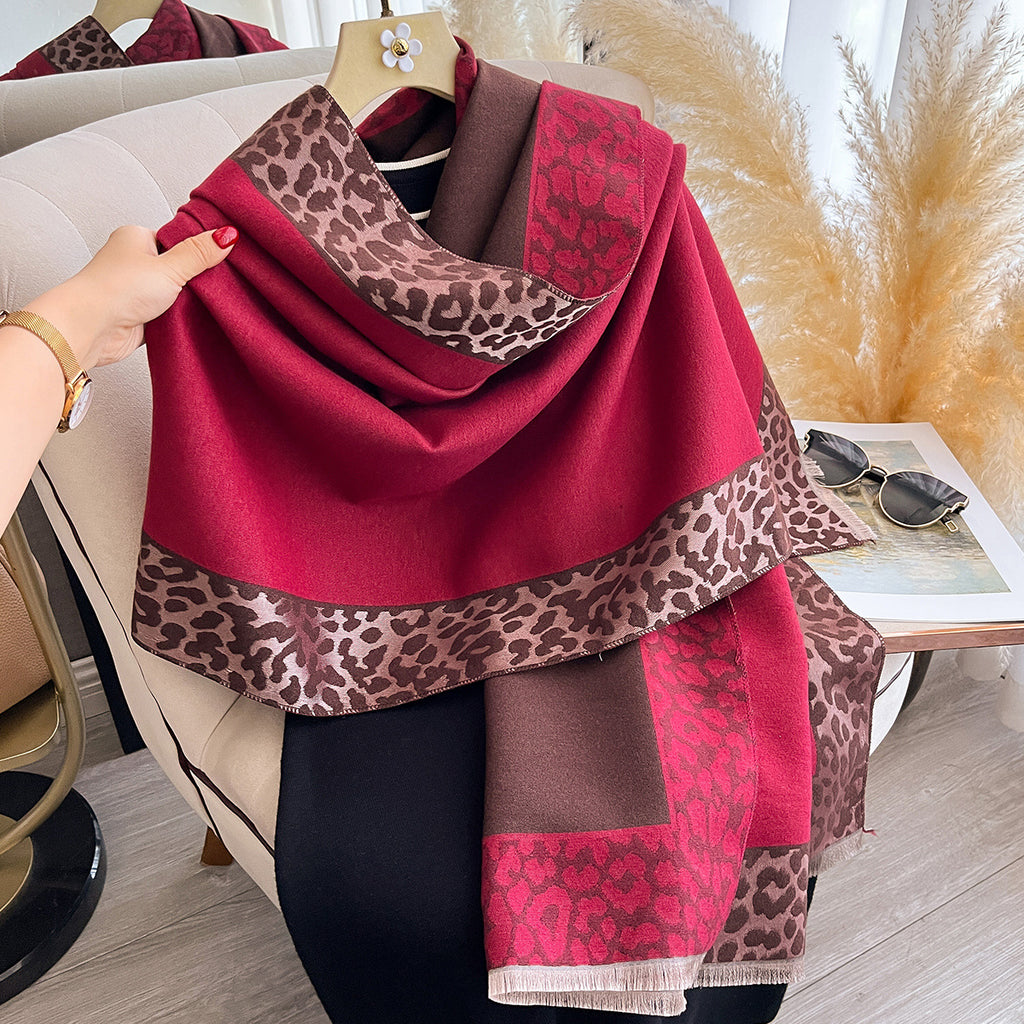 Women's Luxury Leopard Print Artificial Cashmere Scarf