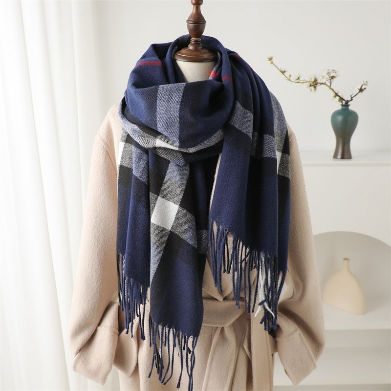 Cashmere-like Plaid Unisex Warm Shawl