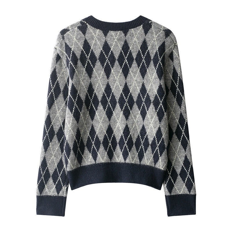 Women's Diamond Pattern Knit Sweater
