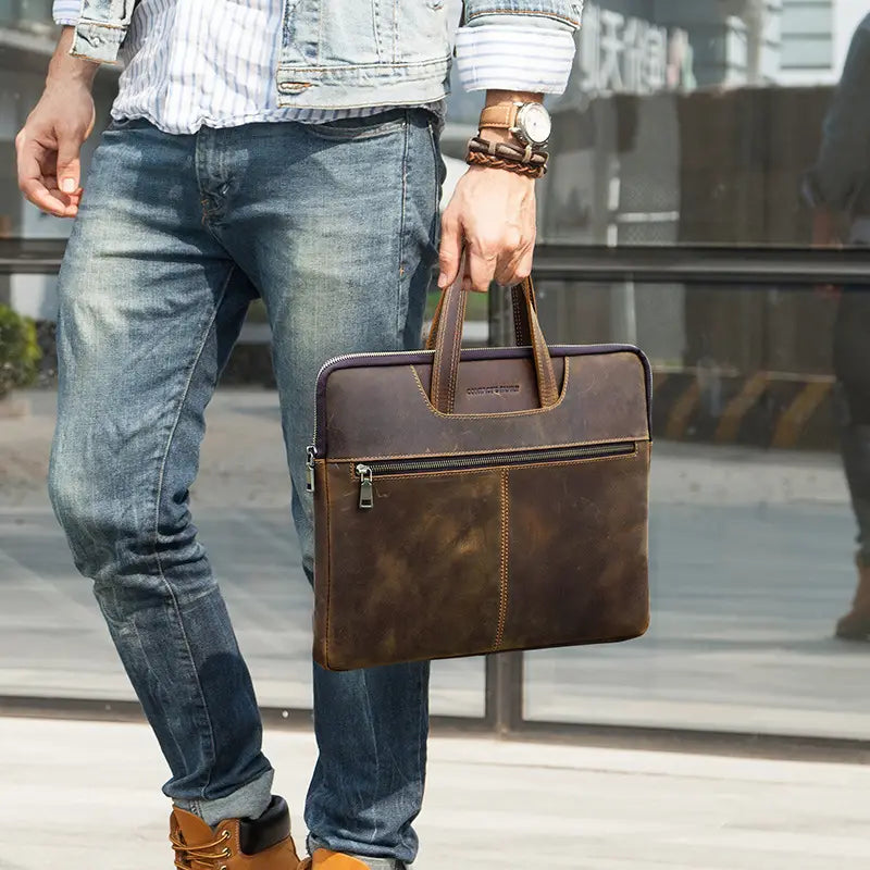 Men’s Retro Horse Leather Laptop Bag