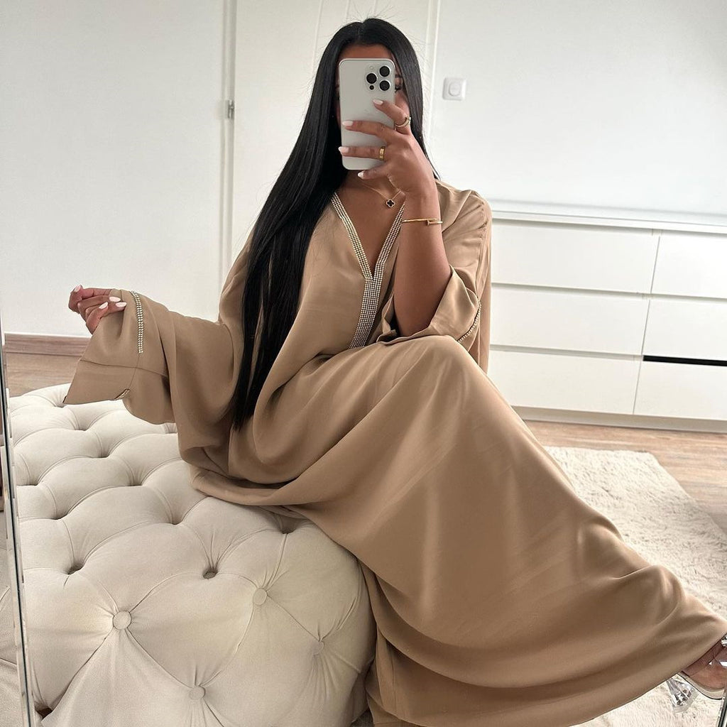 Versatile Bat Sleeve Abaya Cape Dress, Middle Eastern Robe