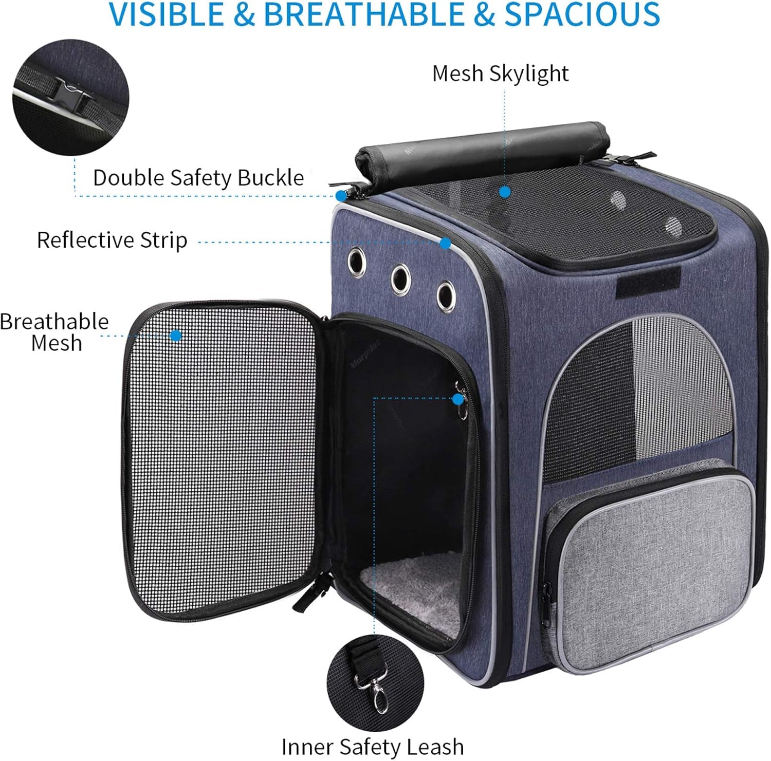 ® Cat Carrier Backpack, Foldable Pet Backpack Carrier for Cats and Small Dogs, Breathable Dog Carrier Backpack with Inner Safety Leash + Folding Dog Bowl Ideal for Hiking Traveling Outdoor Use