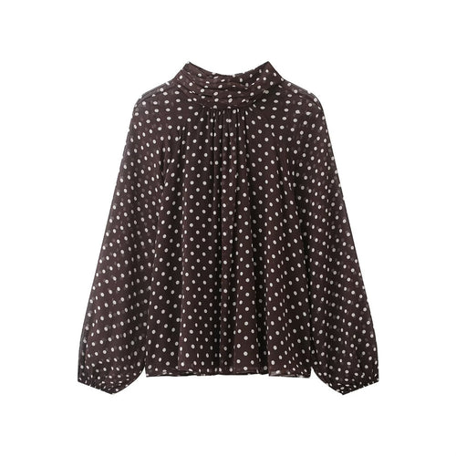 Polka Dot Long-Sleeve Shirt With Bow