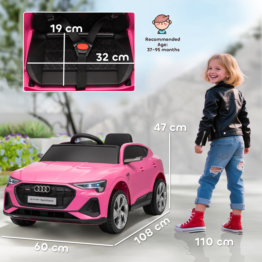 12V Kids Electric Ride On, Electric Car For Kids With Parental Remote, Music, Lights, Suspension Wheels, Pink