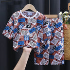 Babies’ 2-Pieces Summer Cotton Set - Digital / 100cm - 2-pieces set