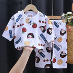 Babies’ 2-Pieces Summer Cotton Set - Girl on white / 100cm - 2-pieces set