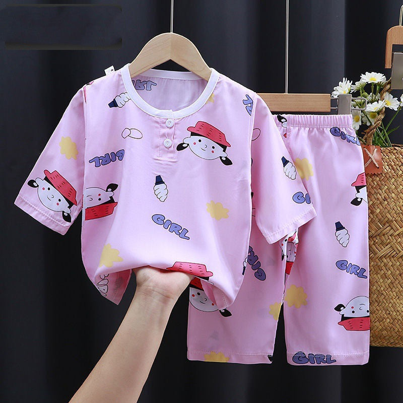 Babies’ 2-Pieces Summer Cotton Set - Pink girl / 100cm - 2-pieces set