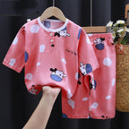 Babies’ 2-Pieces Summer Cotton Set - Powder cow / 100cm - 2-pieces set