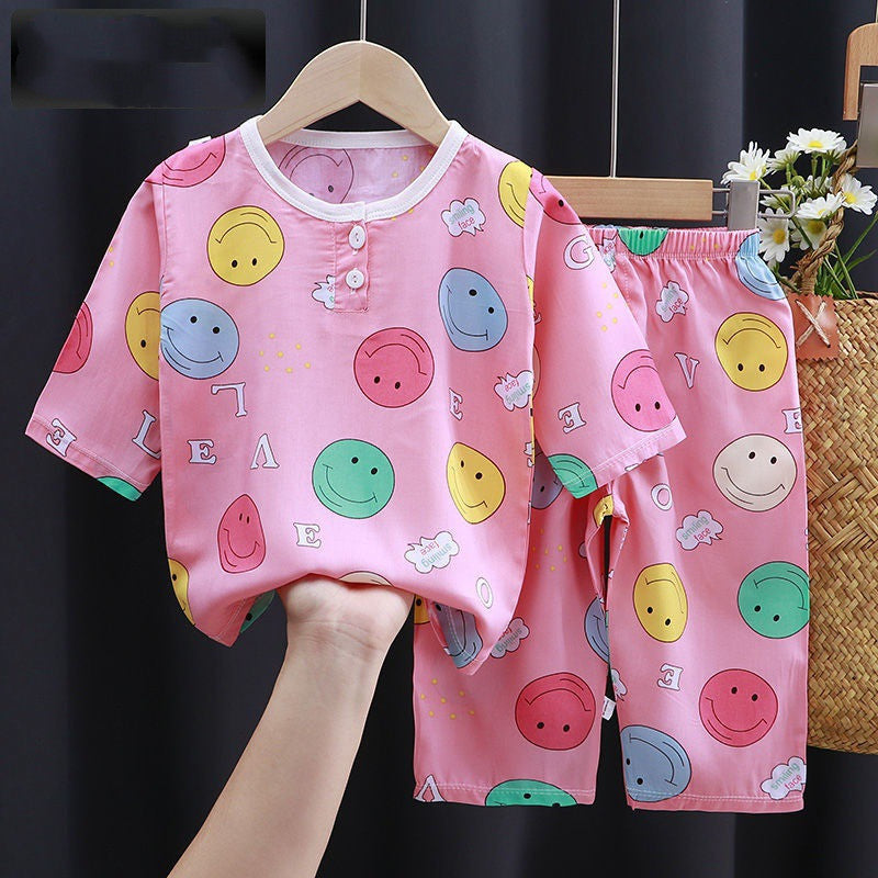 Babies’ 2-Pieces Summer Cotton Set - Smiley / 100cm - 2-pieces set