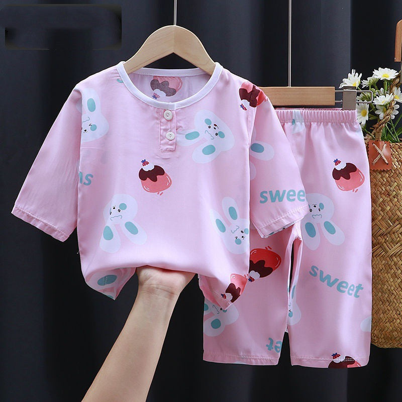 Babies’ 2-Pieces Summer Cotton Set - White rabbit / 100cm - 2-pieces set