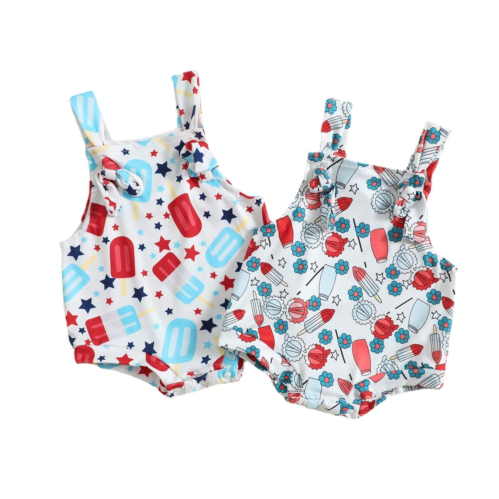 Babies’ Printed Front Knotted Suspender Pants - Babies’ suspender
