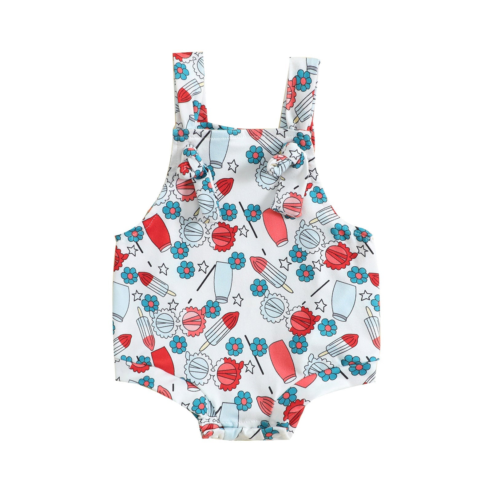 Babies’ Printed Front Knotted Suspender Pants - Babies’ suspender