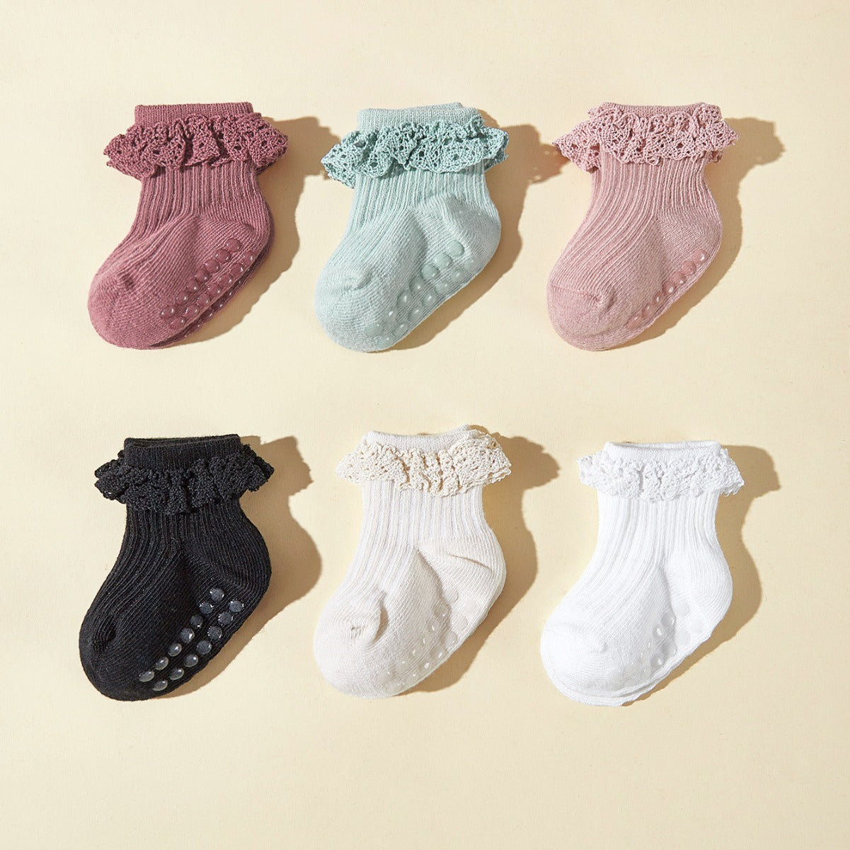 Baby Girls’ Lace Tube Socks-Pair of 6 - Baby girls’ socks