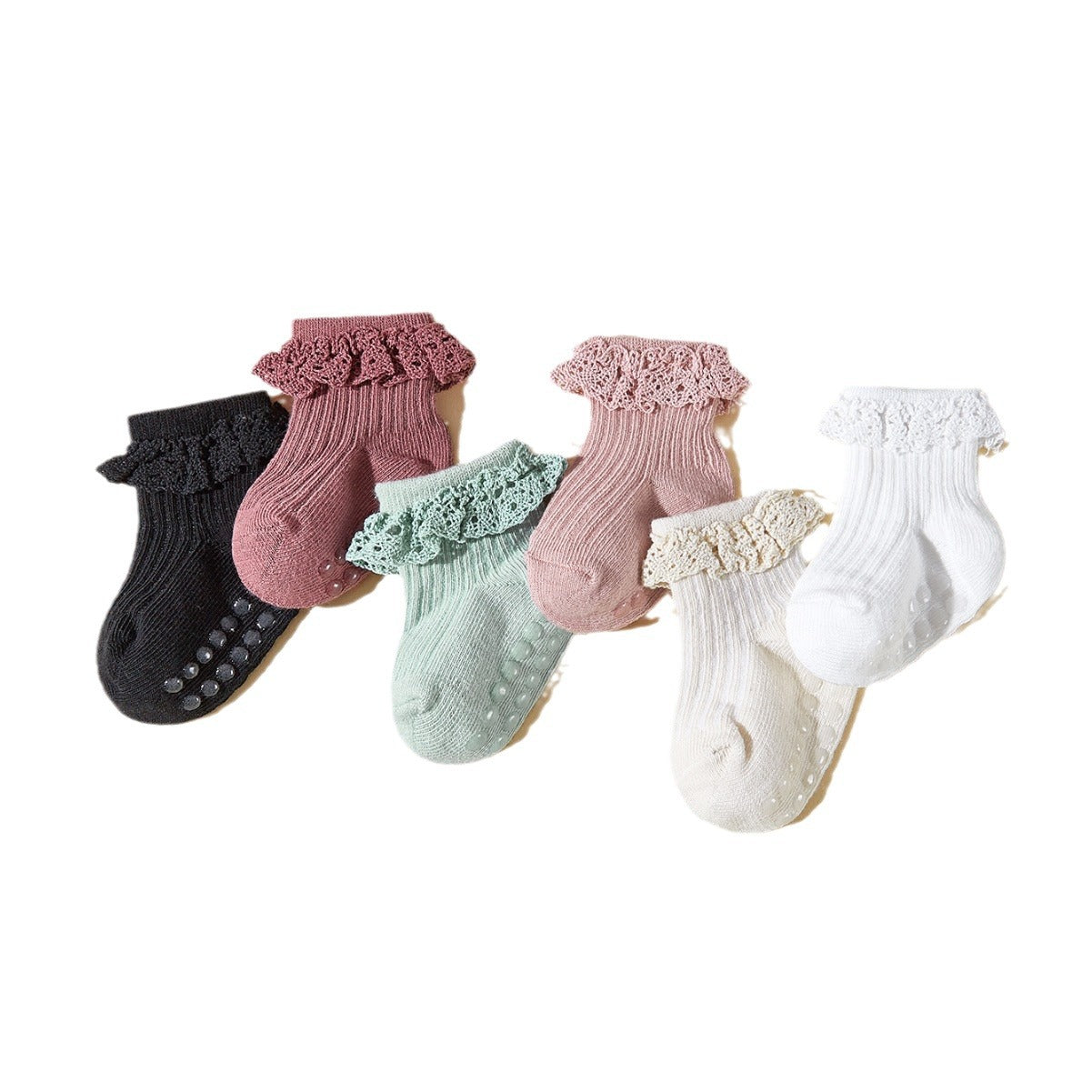 Baby Girls’ Lace Tube Socks-Pair of 6 - Baby girls’ socks