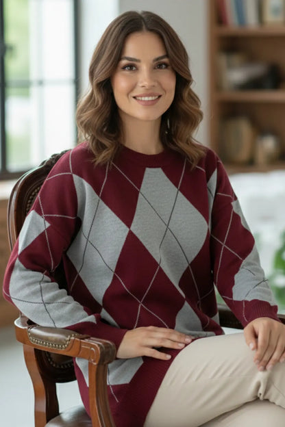 Baklava Patterned Knitted Sweater – NEOMODEST winter collection product image 2