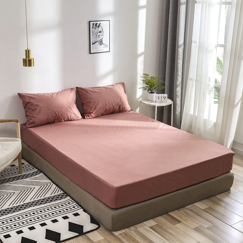 Basic Fitted Bed Sheet Set - Red bean A / 50X75X2 - Bedsheet