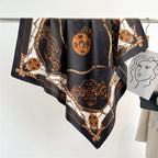 Women's Premium Twill Silk Scarf, Large Printed 90/90cm Striped Square Scarf