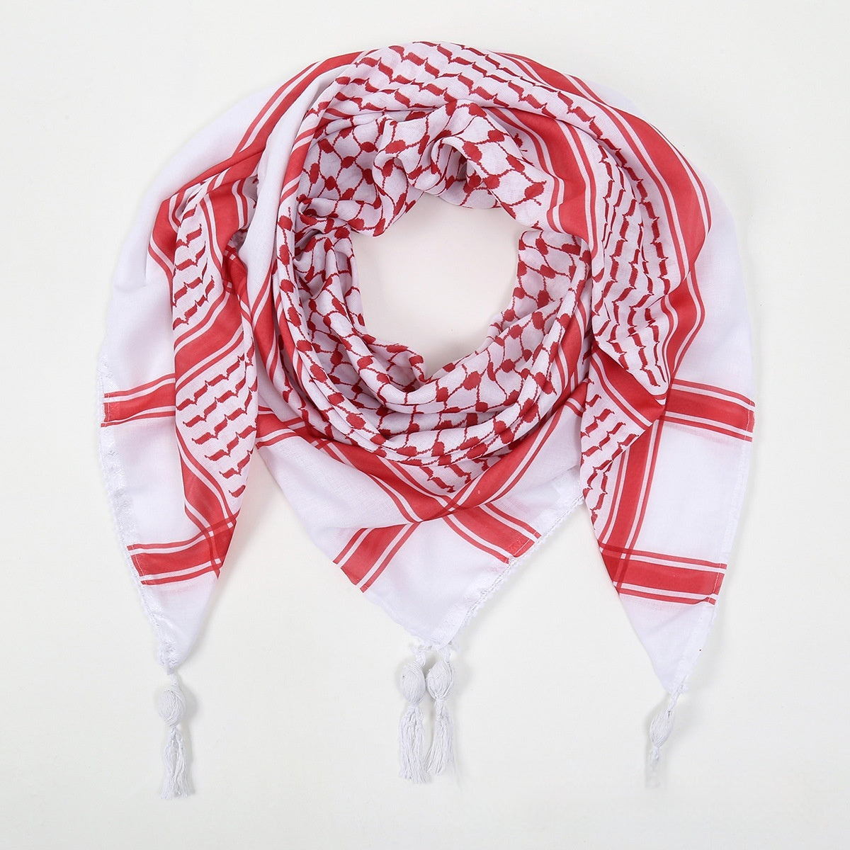 Fringed Keffiyeh Square Scarf