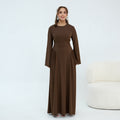 Elegant Floor-Length Modest Dress - Plus Size Long Sleeve A-Line Dress