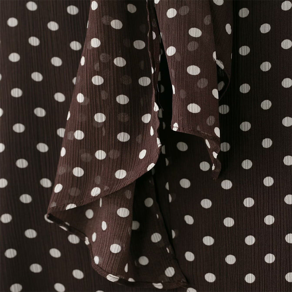 Polka Dot Bow Blouse - Spring Long-Sleeve Shirt