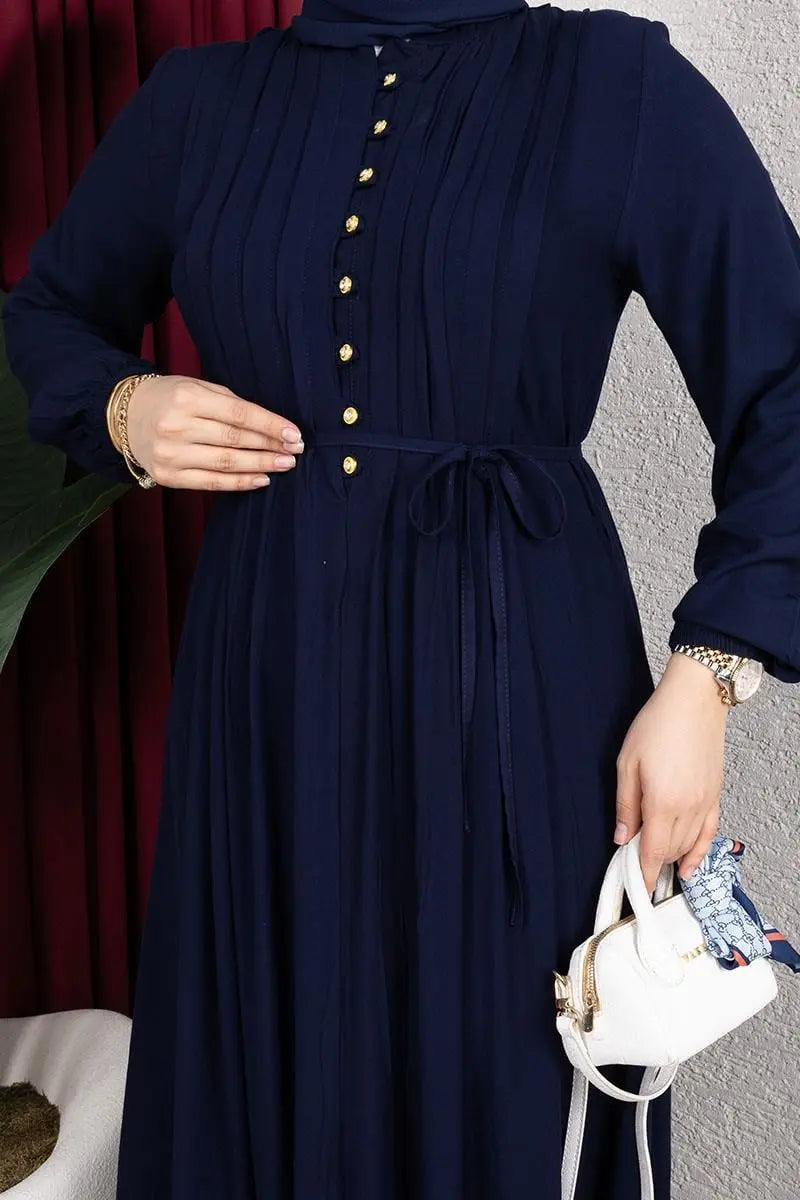 Belmando Dress With Gold Buttons | Black – NEOMODEST product image 4