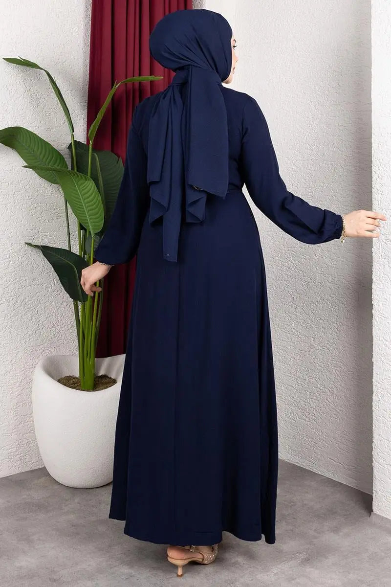 Belmando Dress With Gold Buttons | Black – NEOMODEST product image 5