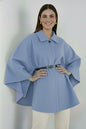 Belted Cashmere Poncho | Baby Blue – NEOMODEST product image 1