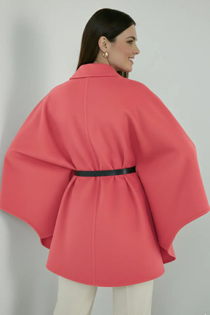 Belted Cashmere Poncho | Pink – NEOMODEST product image 3