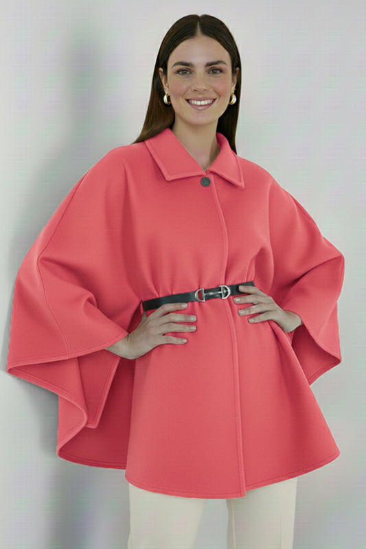 Belted Cashmere Poncho | Pink – NEOMODEST product image 1
