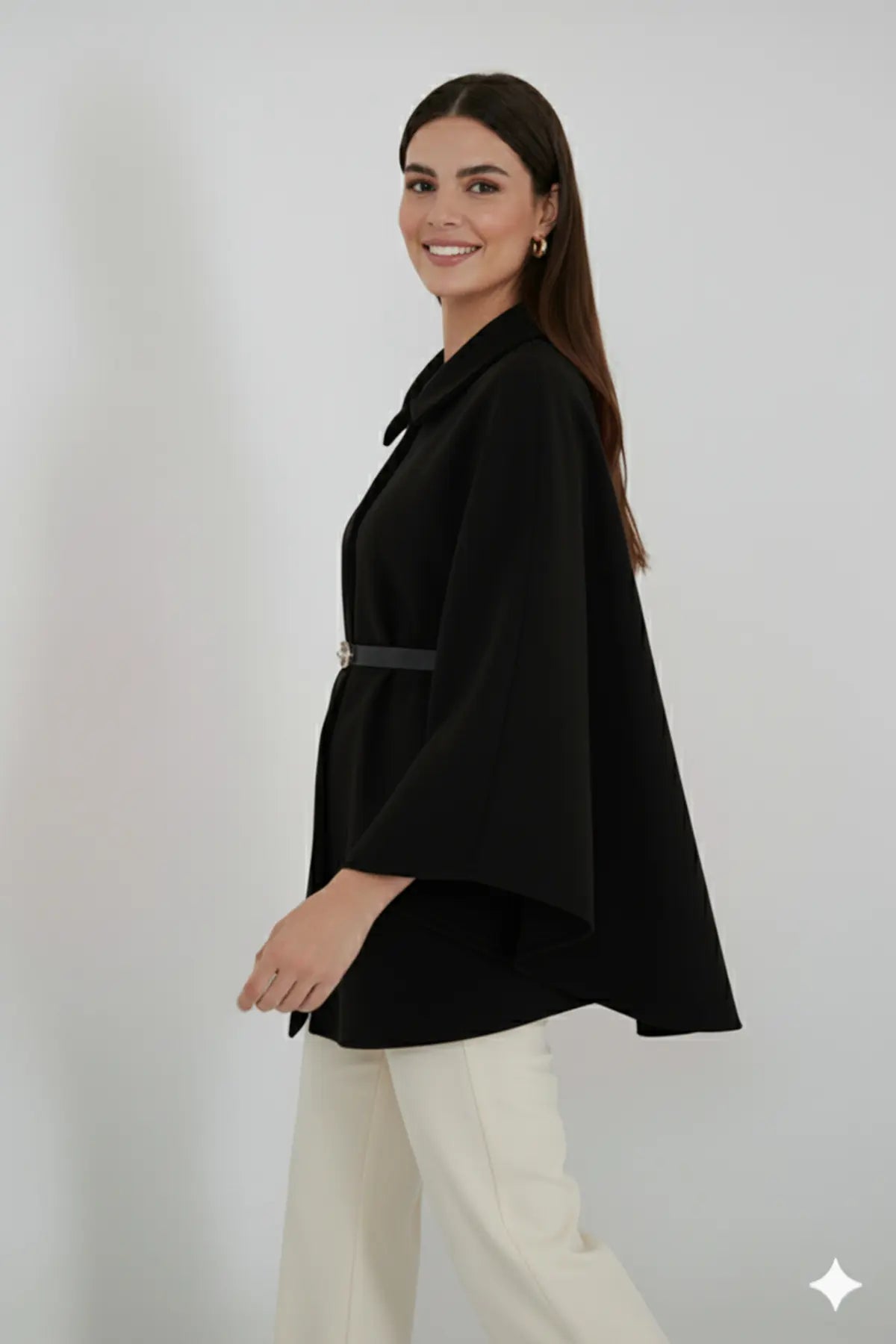 Belted Cashmere Poncho – NEOMODEST product image 2