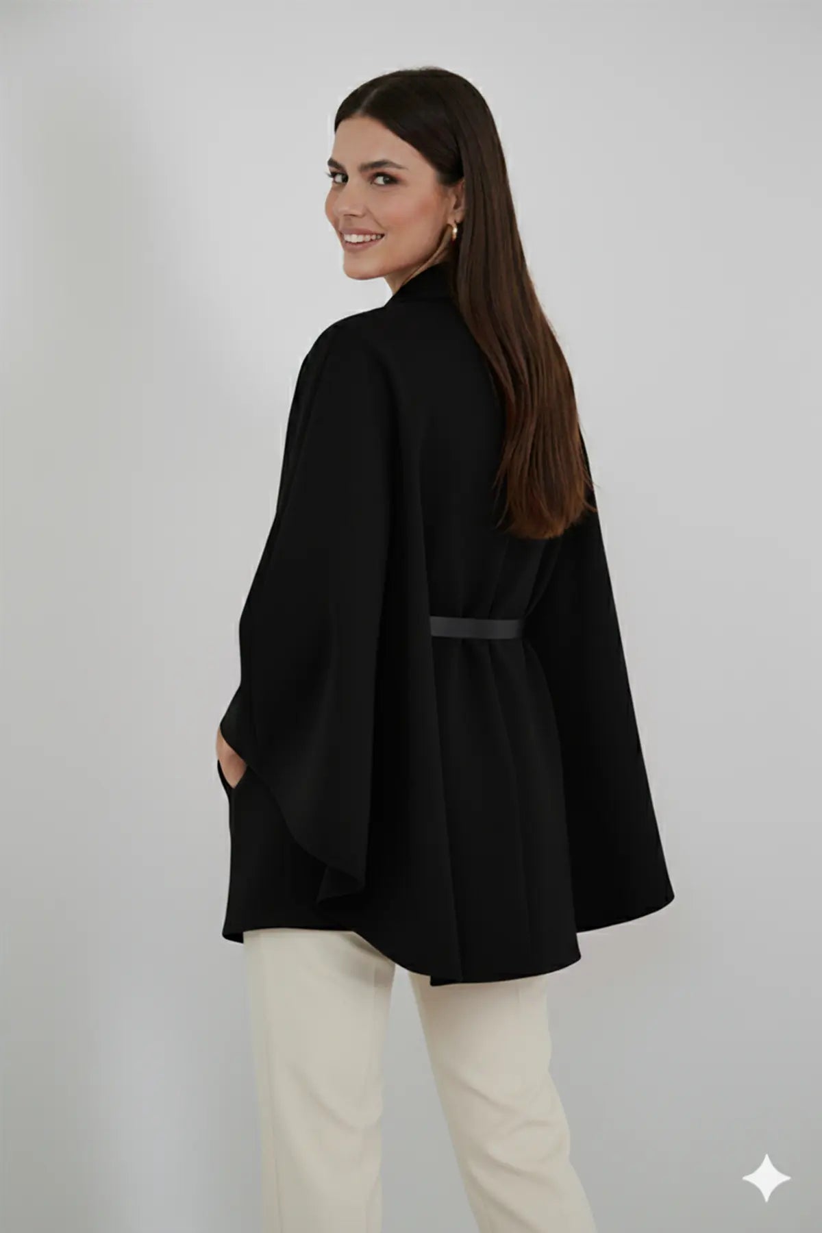 Belted Cashmere Poncho – NEOMODEST product image 3