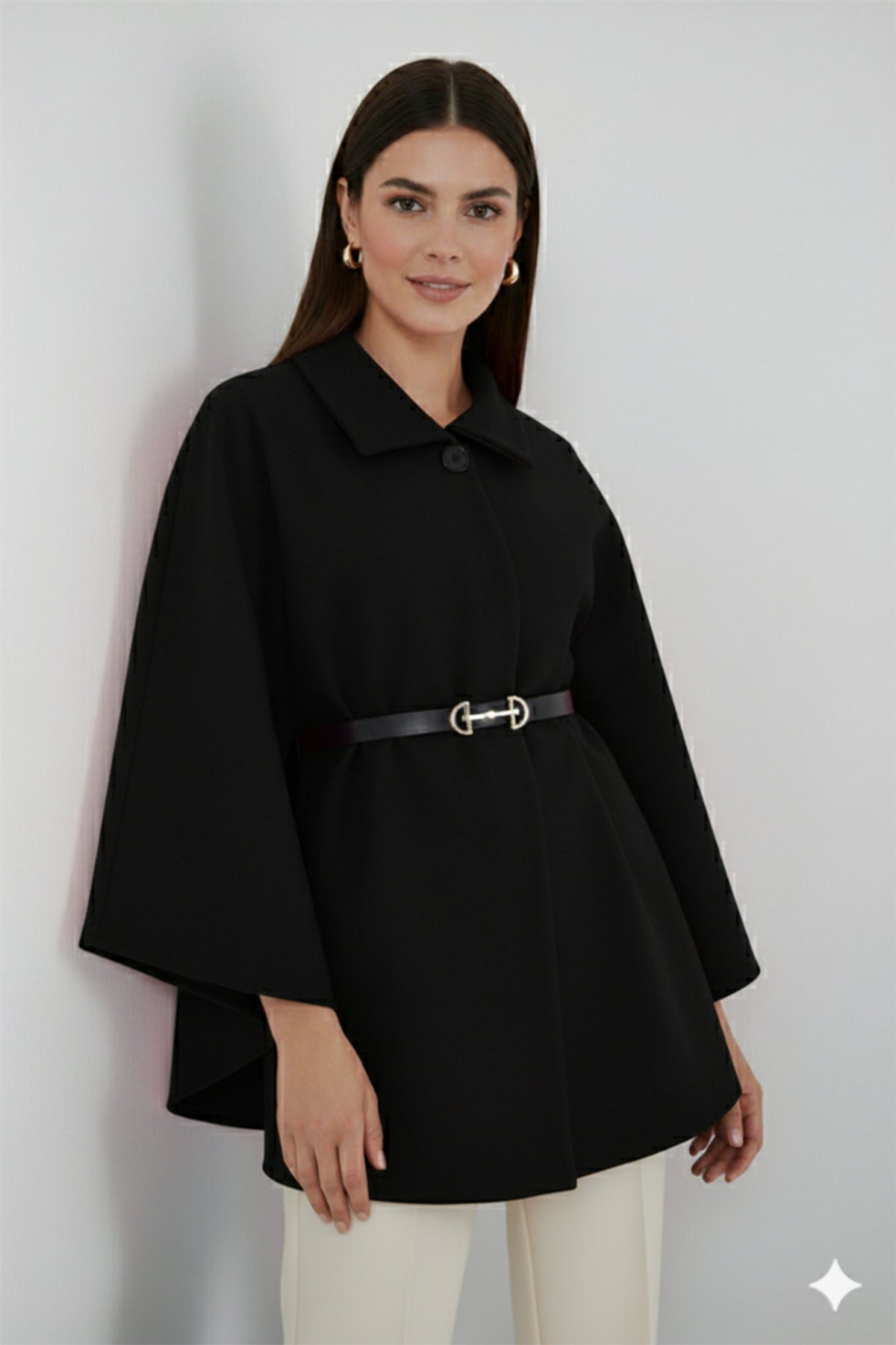 Belted Cashmere Poncho – NEOMODEST product image 1