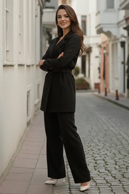 Belted Hijab Two-piece Set | Black – NEOMODEST product image 2