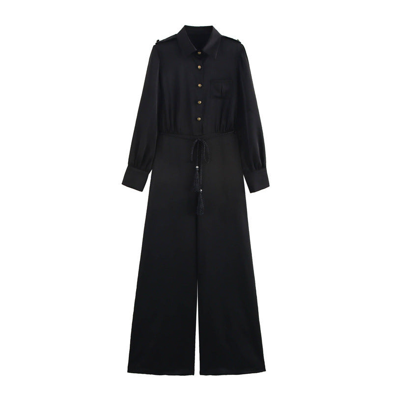 Belted Wide Leg Jumpsuit - Ladies’ jumpsuit