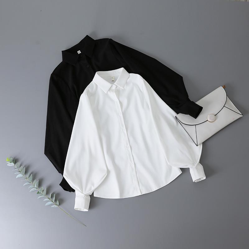Black Lantern Sleeve Vintage Shirt - Blouse