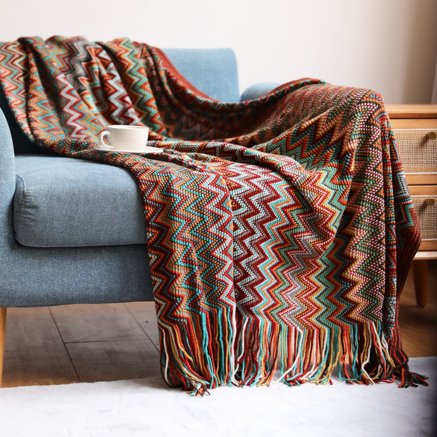 Bohemian Sofa Blanket Cross Border Knitting Blanket Office Nap Blanket - Red / 127x152cm - Sofa blankets