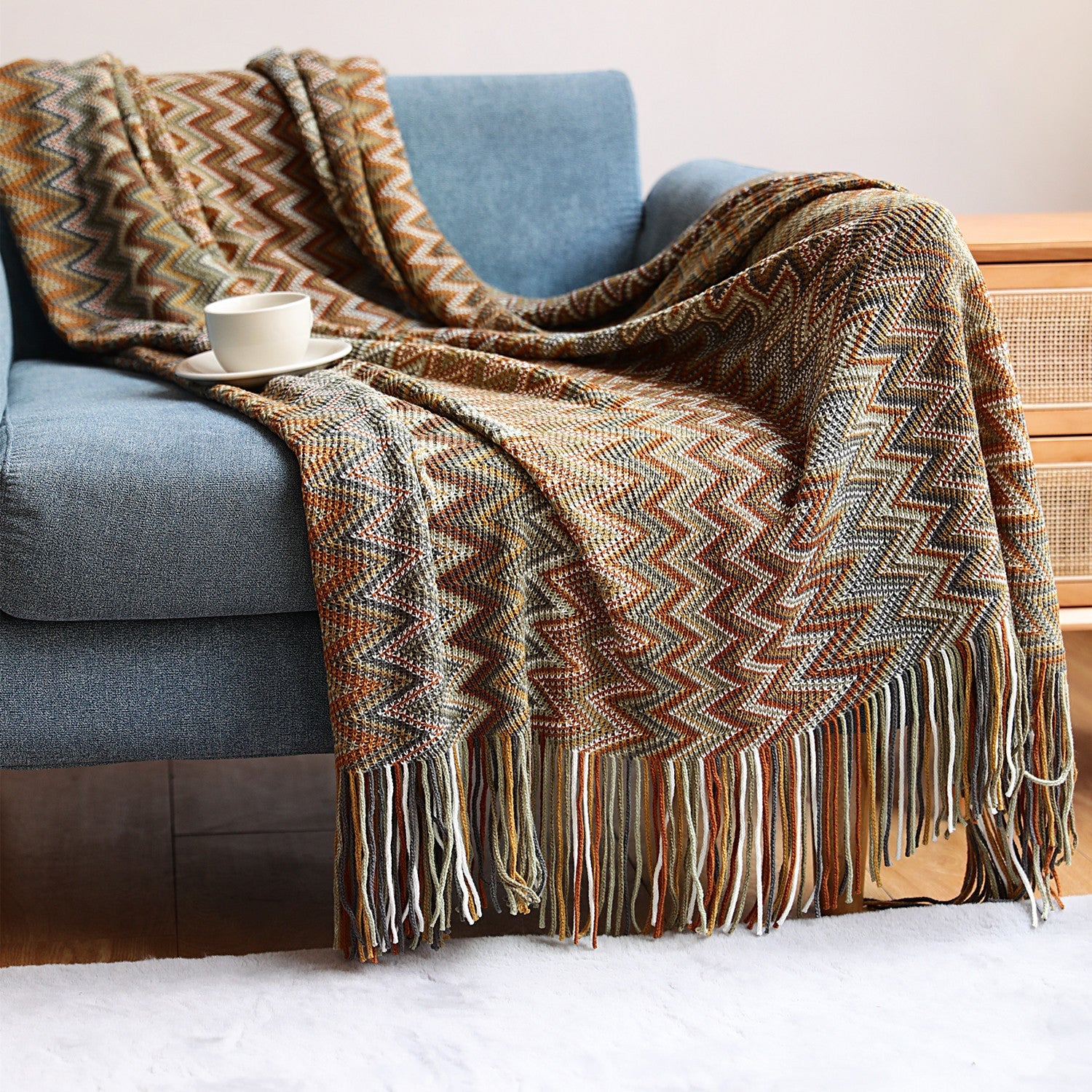 Bohemian Sofa Blanket Cross Border Knitting Blanket Office Nap Blanket - Yellow / 127x152cm - Sofa blankets