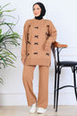 Bow-Detail Knitwear Set in Camel – NEOMODEST, image 1