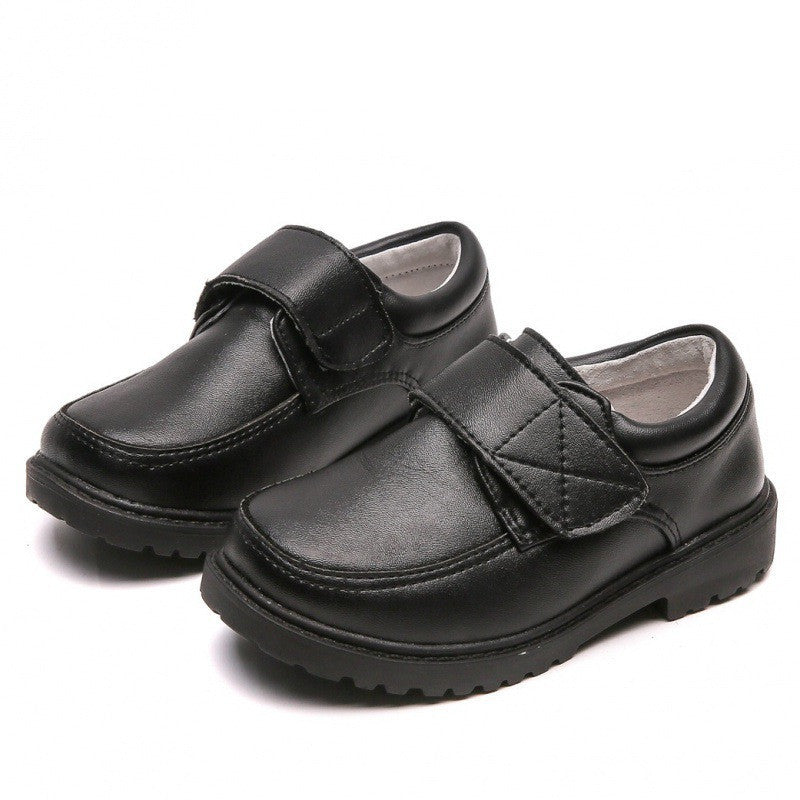 Boys Black Student Velcro British Leather Shoes - Black / 26 - Boys’ shoes