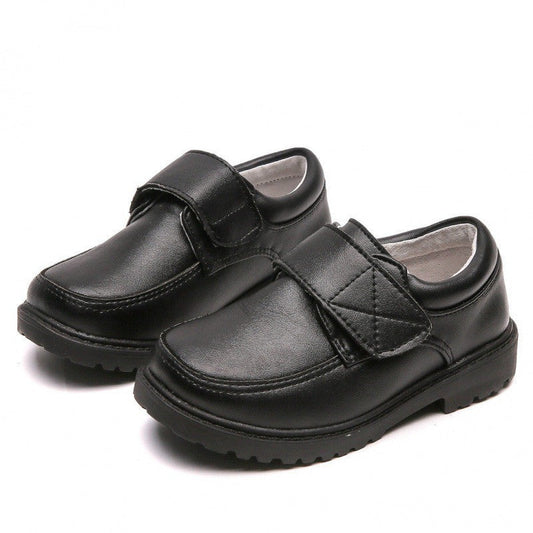 Boys Black Student Velcro British Leather Shoes - Black / 26 - Boys’ shoes